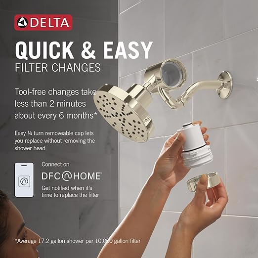 Delta Faucet Clarifi Premium Shower Filter Attachment Polished Nickel with Additional Filter Cartridge