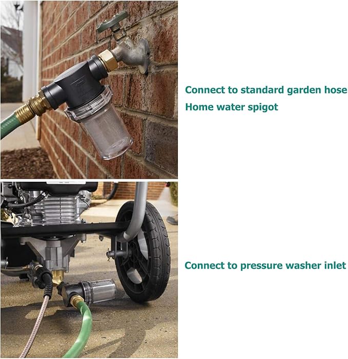 Garden Hose Filter for Pressure Washer Inlet Water, Inline Filter for Sediment, 40 Mesh Screen, Extra 2 Pieces100Mesh Screen Kit