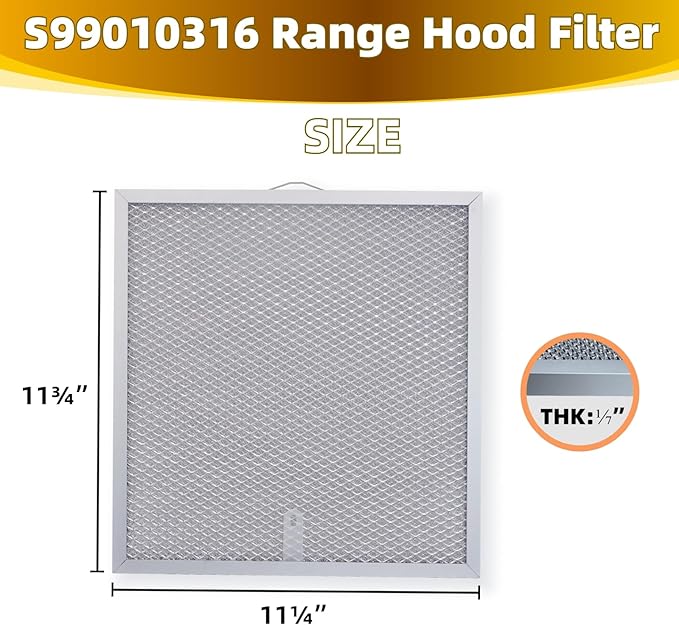 99010316 Range Hood Grease Filter - 11 1/4" x 11 3/4" Kitchen Mesh Hood Vent Filter, Replaceable Range Hood Filter for WA65AF, NTK7450000, 990721400, 990721400A (2 Pack) - AquaVibe