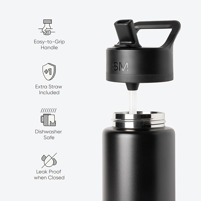 Simple Modern Water Bottle with Straw Lid | Vacuum Insulated Stainless Steel Metal Thermos | Reusable Leak Proof BPA-Free Flask for Sports Gym | Summit Collection | 30oz, Cream Leopard