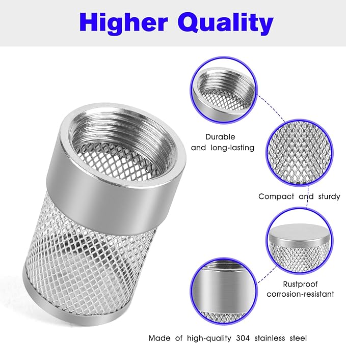 Inlet Suction Strainer Mesh Filter 25MM Water Hose Strainer for Livewell Pump, Industrial Plumbing Inline Strainers and Sprayer Garden Hose Suction Line, Garden Hose Filter Screen - 2PCS