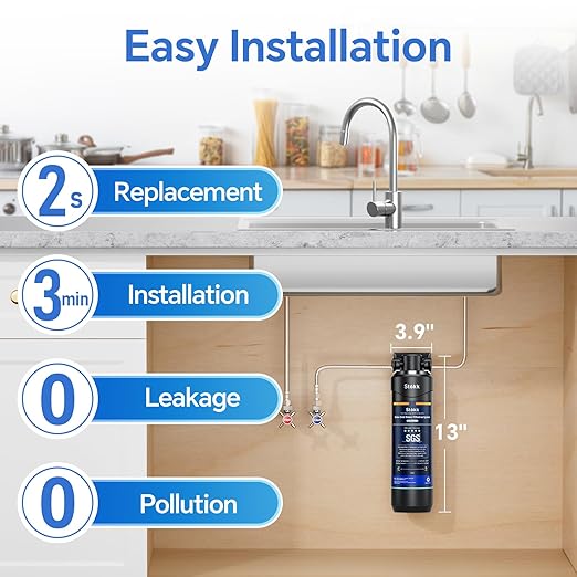 Stokk UC50 Under Sink Water Filter, Reduces Lead, Chlorine, Bad Taste & Odor, 26000 Gallons Under Counter Water Filter Systems Direct Connect to Kitchen Faucet, NSF/ANSI 372& 42& 53