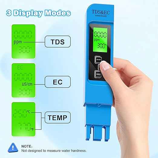TDS Water Tester, New 4 in 1 Tds Meter Digital Water Tester -TDS EC & Temperature(°C,°F) Meter, Accurate & Reliable Digital Water Testing Kits for Drinking Water, RO/DI System,Aquarium etc
