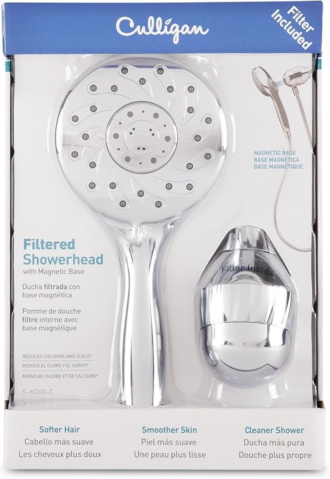 Culligan S-H200-C Hand-Held Showerhead with Magnetic Base and Filter, 10,000 Gallon, Brushed Chrome