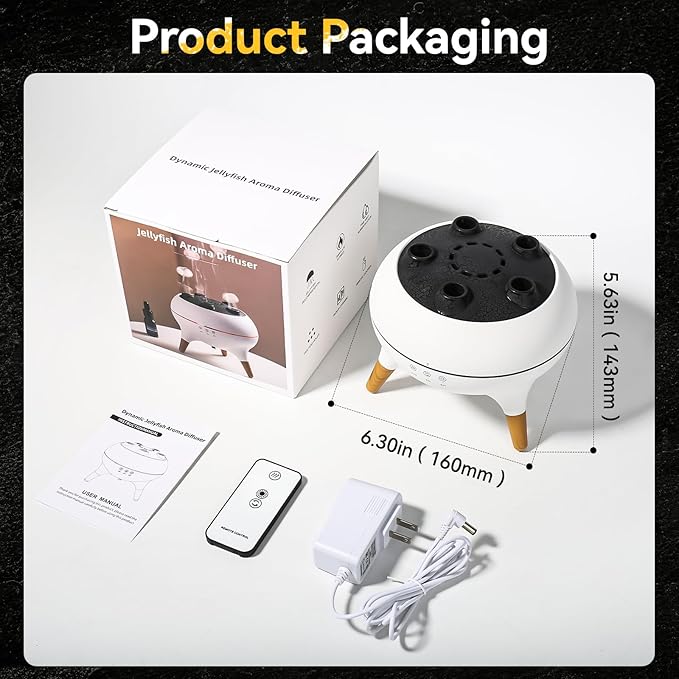 Essential Oil Diffuser 250ML, Jellyfish Mist Aromatherapy Humidifier with 7 Colors LED Lights Dynamic Sound Pickup Ultrasonic Aromatherapy Remote Control Auto-Off Timer for Bedroom Office Yoga Hotel