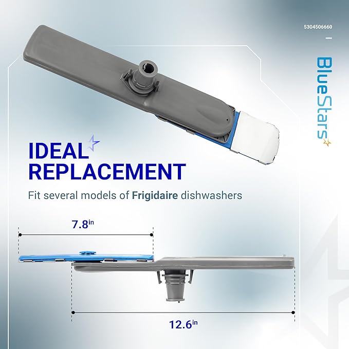 BlueStars 5304506660 Dishwasher Lower Spray Arm LFID2426TF5A FFID2426TS1A - Compatible with several Frigidaire Dishwashers Wash Arm Assembly - Replaces 5304496886 5304496936 5304506532 AP6038456