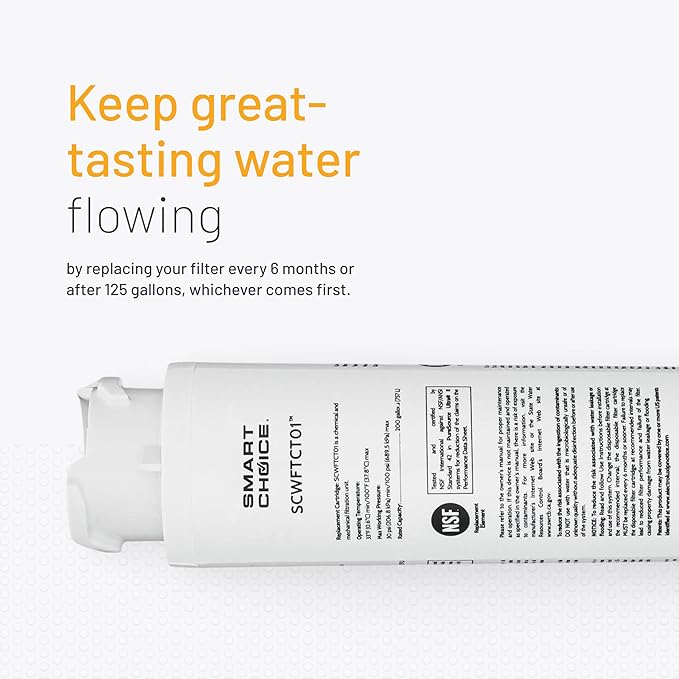 Smart Choice SCWFTCTO1 Refrigerator Water & Ice Filter, Genuine Replacement for Frigidaire EPTWFU01 PureSource Ultra II and Electrolux EWF02 PureAdvantage