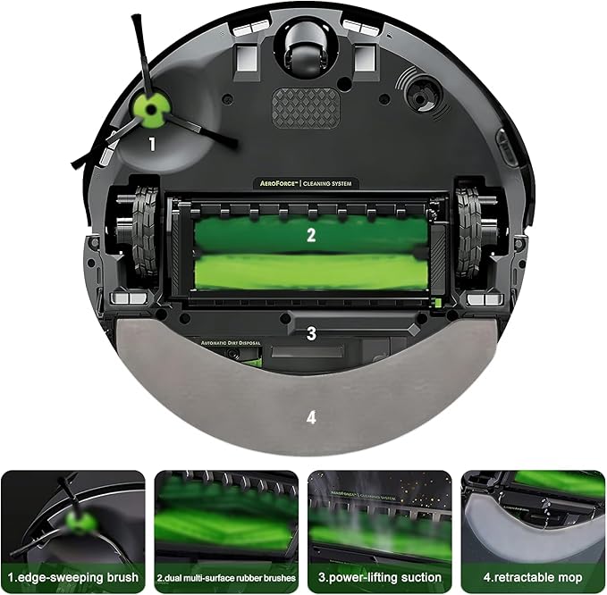 Replacement Parts Specific for R-oomba Combo 10 max j9+ j7+/Plus Robot Vacuum Cleaner,Accessories Inclue 2 set Roller Brushes,4 Filters,4 Microfiber Mopping Pad,8 Side Brushes,6 Dust bags - AquaVibe