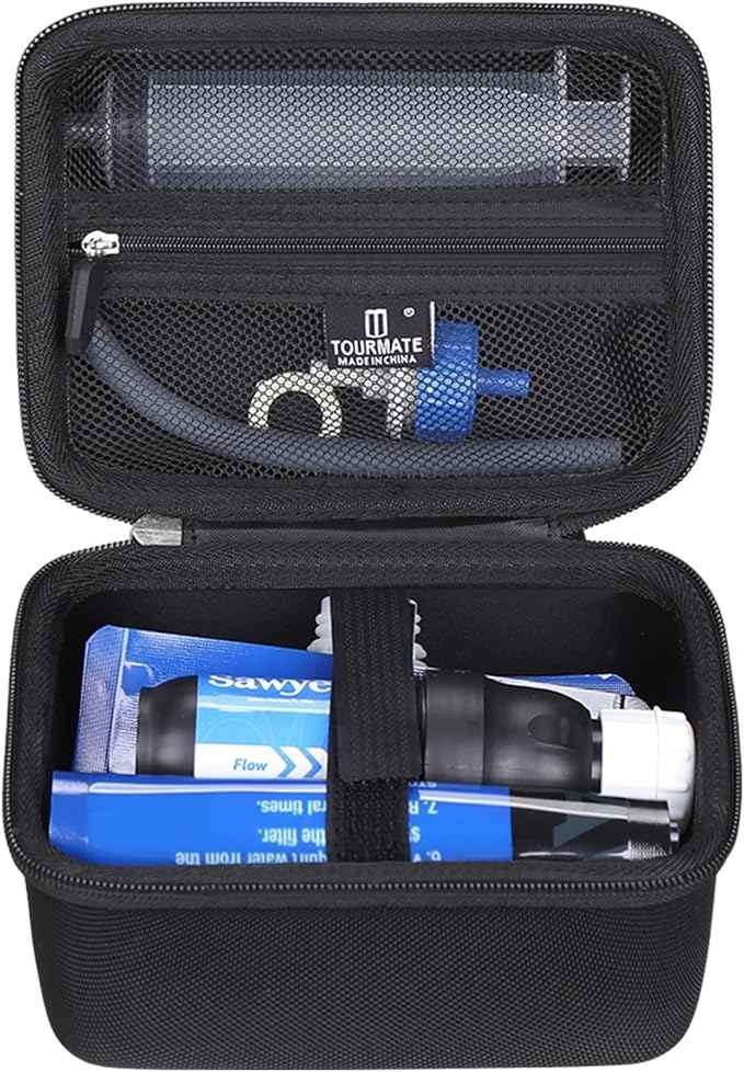 Water Filter for Sawyer Products Mini Water Filtration System, Protective Carrying for Drinking Straw, Squeeze Pouch and Other Accessories（Only Box） (Black)