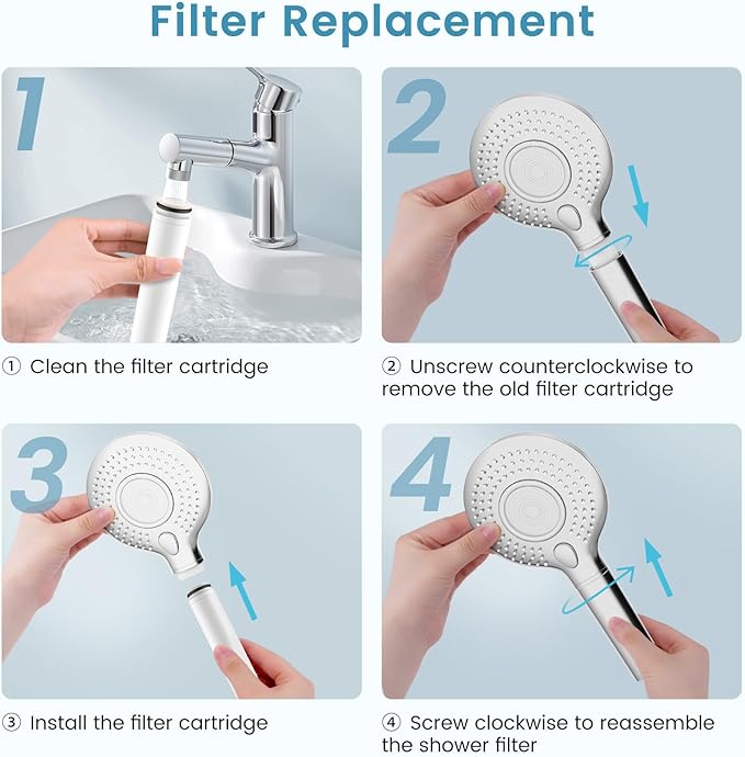 FEELSO Shower Filter for Handheld Shower Head, 2 Pack 15 Stage Replacement Filters for Hard Water Remove Chlorine and Harmful Substances