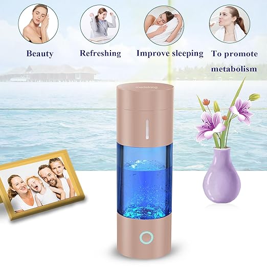 Tritan Hydrogen Water Bottle Generator - 5Min Quick Electrolysis Hydrogen Water Machine, madeking Portable Rechargeable Hydrogen Rich Water Cup Maker, Good for Travel, Sports, Gift, Type C (Gold)
