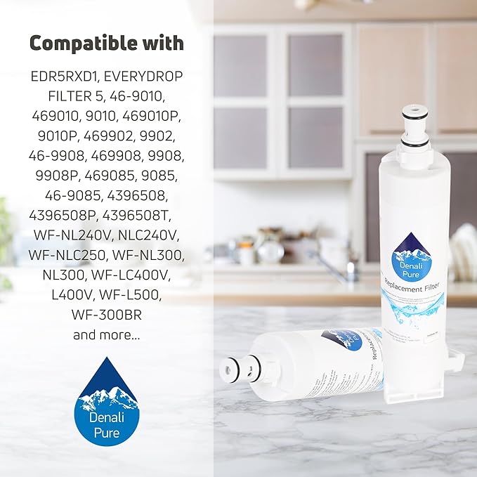 2-Pack Replacement for KitchenAid KSRB25FHSS02 Refrigerator Water Filter - Compatible with KitchenAid 4396508, 4396509, 4396510 Fridge Water Filter Cartridge