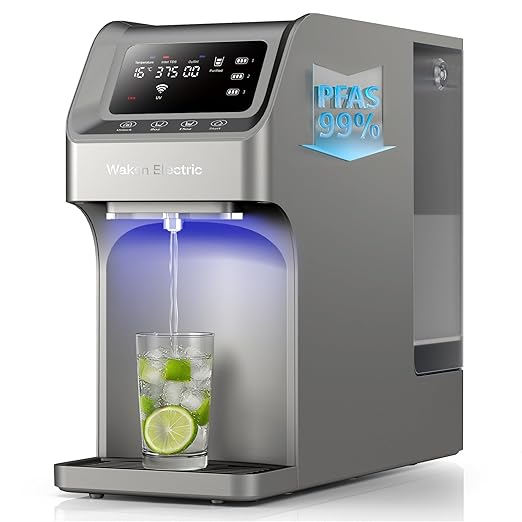 Waken Electric Reverse Osmosis Water Filter Countertop, UV Water Filtration System, 8-Stage RO Filtration Real Time TDS Display, BPA Free, PFAS, Lead & TDS Reduction (Platinum Grey)