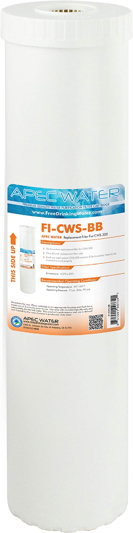 APEC Water Systems 20" Car Wash De-Ionization Replacement Filter for CWS-300
