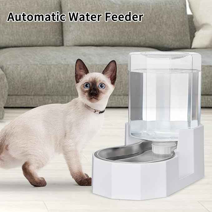 Sfozstra Large Dog Water Dispenser: 4L Stainless Steel Gravity Cat Water Feeder - Quiet Refill - No Power Needed - for Kittens & Cats - Bedroom/Kitchen Corner/Crate Area