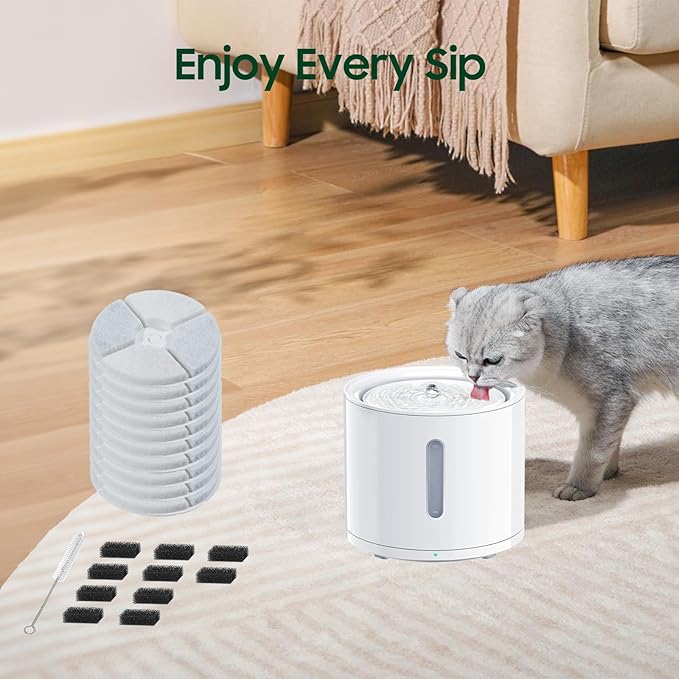 10 PCS Plastic Reduced Version Pet Cat Water Fountain Filters Fit For E versweet Solo 2/Solo SE, E versweet 3 Pro/2S/3, Including Replacement Filters and Replaced Foam Pump Filter (10 pcs)