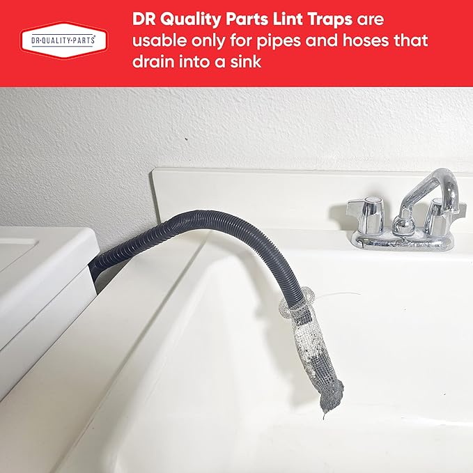 Washing Machine Lint Trap – Stainless Steel Hose Filter, Mesh Drain Catcher, Washer Sock Lint Remover, Rust-Free Snare Laundry Filter with Nylon Cable Ties, 29cmx6.5cm – 12-Pack - AquaVibe