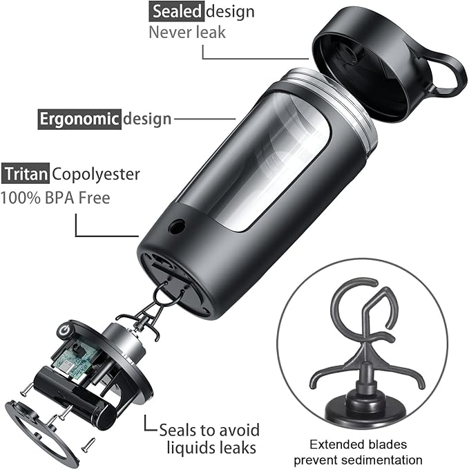 JOTER & LIBEAR Electric Shaker Bottle, Made with Tritan - BPA Free - Portable Mixer Cup/USB Rechargeable Shaker Cups for Protein Shakes and Meal Replacement Shakes, 22 oz