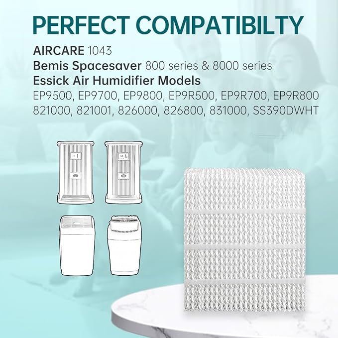 EP9800 1043 Evaporative Humidifier Wick Replacement for AIRCARE EP9700 EP9500 SS390DWHT 821000 826000 826800 Bemis Space Saver 800 Series Essick Air EP9R-Series 1 Pack - AquaVibe
