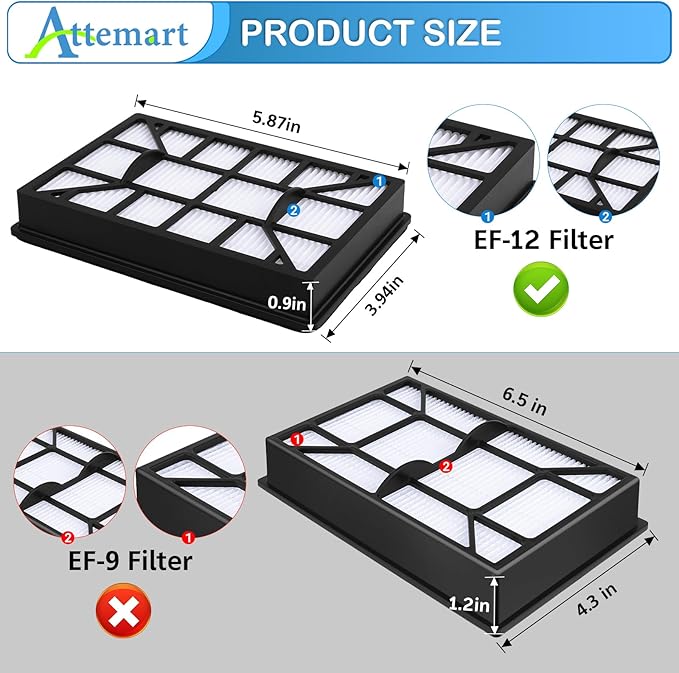 EF-12 HEPA Filter Replacement for Kenmore 62731, 52731, 81615, 81614, BC4026 Canister Vacuum Cleaners, Part #591021101, 2 Pack 600 Series Exhaust Filter for Kenmore - AquaVibe