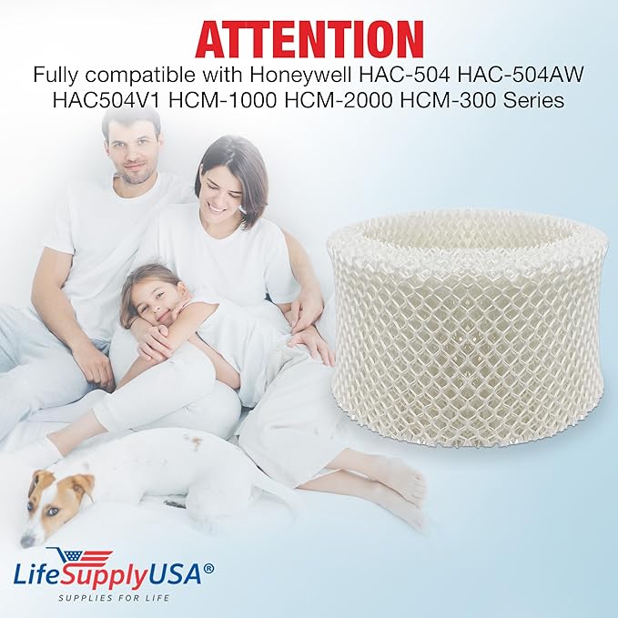 LifeSupplyUSA Humidifier Filter Replacement Wick Filter A Compatible with Honeywell HAC-504 HAC-504AW HAC504V1 HCM-1000 HCM-2000 HCM-300 Series