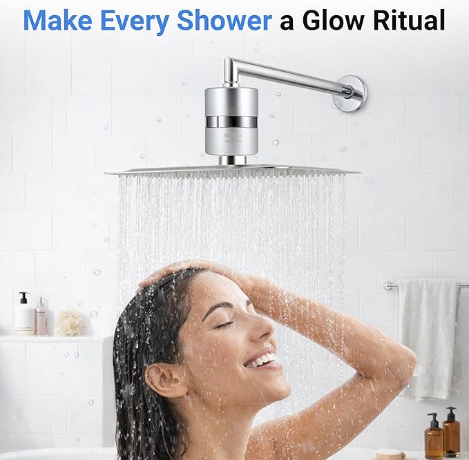 ADX-PRO-7 Long Lasting Titanium Aluminum Shower Filter – Independently Tested to NSF/ANSI 177 Standards, Reduces 99% Chlorine & Heavy Metals, Water Softener Filter (chrome)