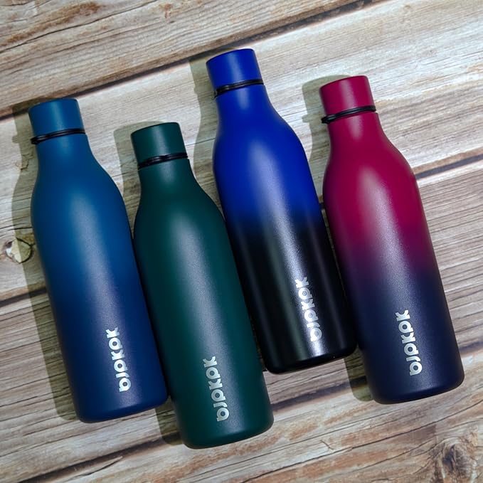 BJPKPK Insulated Water Bottles, 18 oz Stainless Steel Metal Water Bottle with Strap, BPA Free Leak Proof Jugs, Mugs, Flasks, Reusable Thermal Flasks for Sports & Travel, Sea