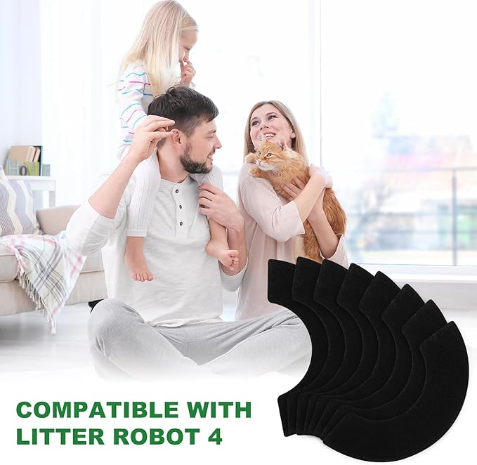8 Pack Carbon Filters Compatible with Litter-Robot 4 Activated Charcoal Charcoal Filters for Litter Box Carbon Premium Filter to Eliminate Odors Control Damp from Pets and Keep Home Fresh - AquaVibe