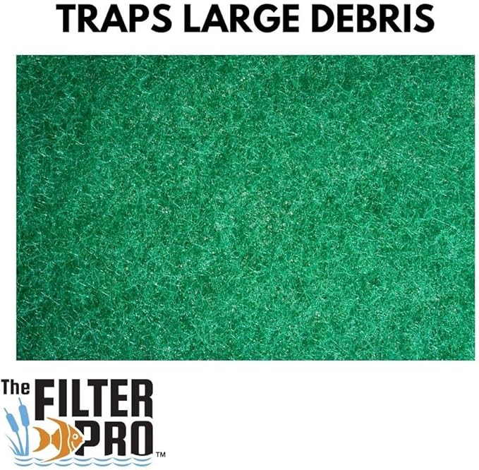 Green Coarse Filter Media, 2" Thick, 14" x 56" Roll, Perfect for Aquariums, Ponds or Water Gardens, Made in USA