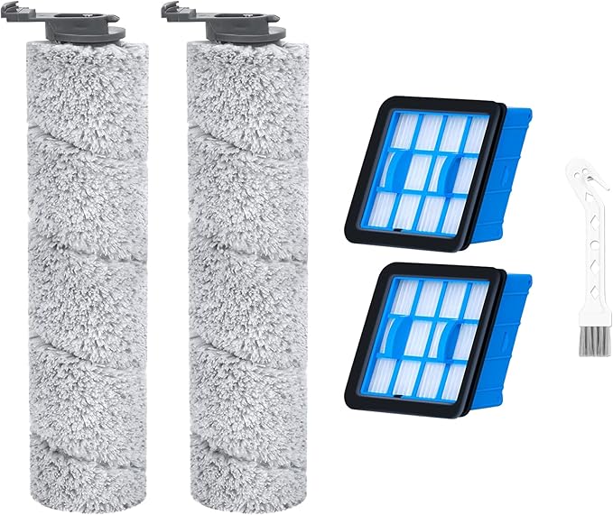 3882 Crosswave OmniForce Replacement Roller & Filters Compatible for Bissell Wet Dry Vacuum Cleaners (Models 3882/3883/3967F/3970F) - 4 Filters, 2 Rollers & 1 Cleaning Brush Included - AquaVibe