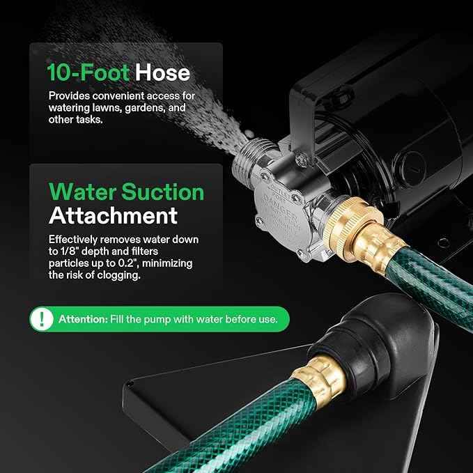 VIVOSUN 115V Water Transfer Pump, 1/10HP 330 GPH Portable Electric Utility Pump with ON/OFF Switch and Water Hose Kit, Ideal for Removing Water from Gardens, Hot Tubs, Pools, Ponds, and More