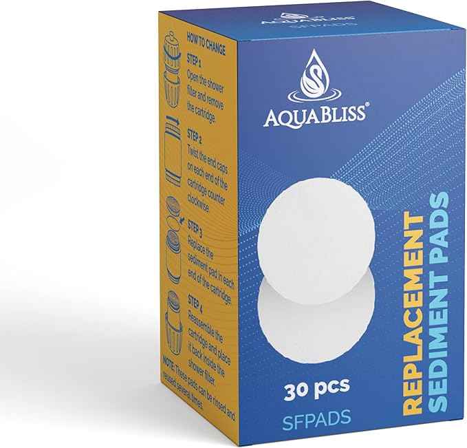 AquaBliss Shower Filter Sediment Pads - Protect your Skin & Hair from Rust, Dust, Sand and other impurities in your water. Compatible with SF400 & SF500-30-Pack