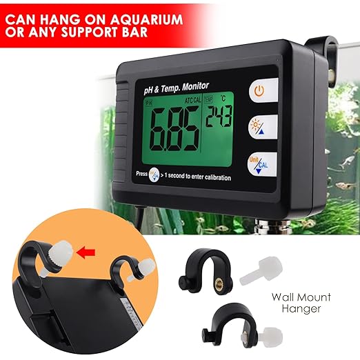 2 in 1 pH & Temperature Meter Digital pH Monitor Dual Display Water Quality Tester with ATC and Automatic Calibration Function, pH Tester for hydroponics, Aquarium, Pools, etc.