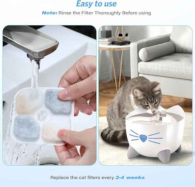 16-pack Cat Water Fountain Filter Compatible with Pixi Catit Water Fountains, Triple-Layer Cat Filters for Catit Fountain Filter Replacement, Pet Drinking Fountains Filters with 4 Pump Tubes