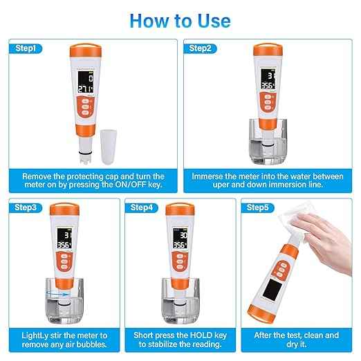 hygger Pool Salt Tester & PH Meter, 5-in-1 Digital Pool Water Tester, High Accuracy Salinity PH Temp EC and TDS Saltwater Pool Test Kit for Aquarium Swimming Pool Hot Tub and Swim Spas