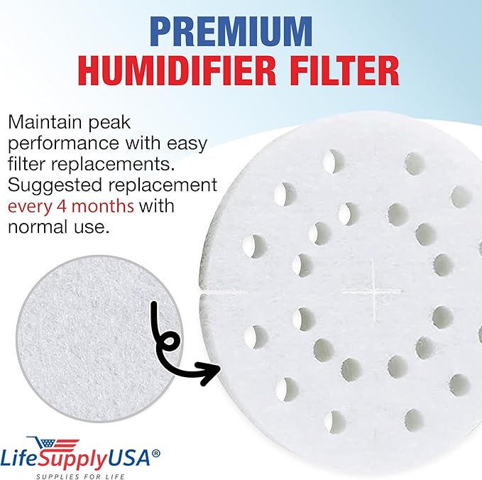 LifeSupplyUSA Humidifier Filter Replacement Anti-Mineral Pad Compatible with Air-O-Swiss Humidifier, AOS A451 S450 (6-Pack)