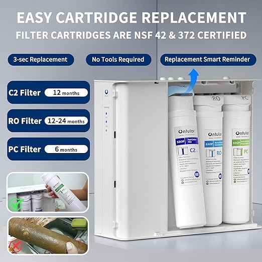Ontulor S3OP Reverse Osmosis System 9 Stage Water Filter Reduces PFAS, PFOA/PFOS, TDS, Lead, Chlorine, Bad Taste & Odor NSF/ANSI 42 Certified TDS Meter Included（S3OP-with Tank System）