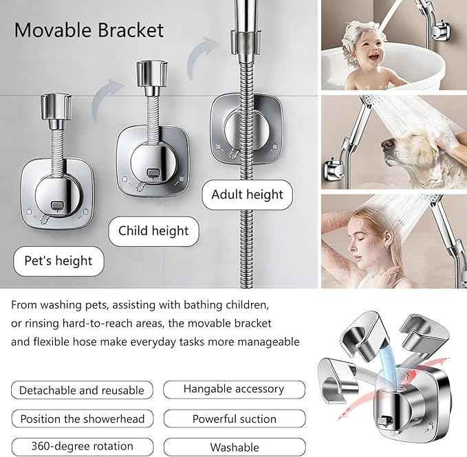 Filtered Shower Head with Handheld - High Pressure 6 Spray Modes Showerhead with Filters, Shower Head With Movable Bracket & 75" Anti-Burst Hose | 12 Replaceable Water Softener Filters for Hard Water