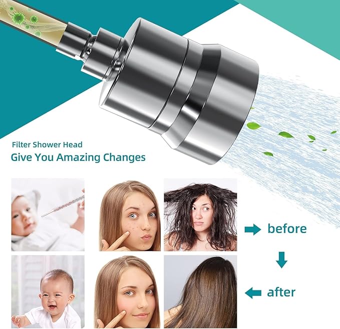 Filtered Shower Head, 5 Modes High Pressure Shower Head with 15 Stage Hard Water Filter Cartridge for Remove Chlorine and Harmful Substances - AquaVibe