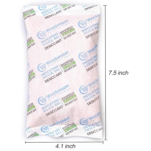 5Pcs 200g Desiccant Packs, Indicating Silica Gel Packets, Rechargeable Desiccant Bags, Silca Gel Moisture Absorbers for Storage, Desiccant for Gun Safe, 3D Printer