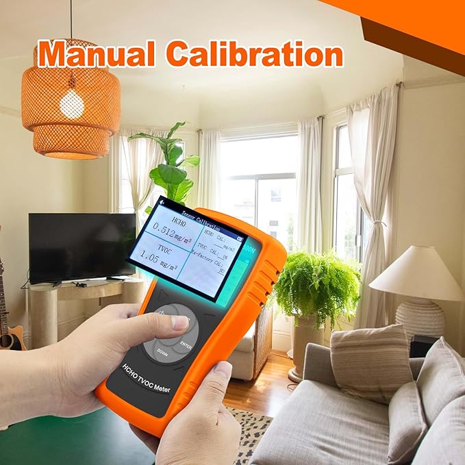 5800N Formaldehyde Detector, Portable Air Quality Monitor for Home Indoor HCHO TVOC Tester with Real-Time Alarm, Handheld Air Pollution Meter with Color LCD Display