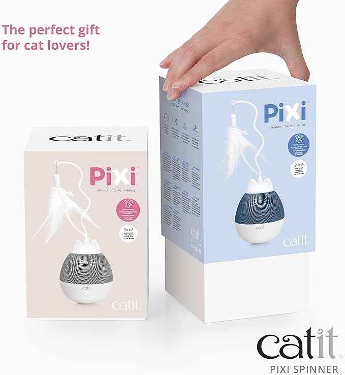 Catit PIXI Spinner, Treat Dispensing Cat Toy, Silver