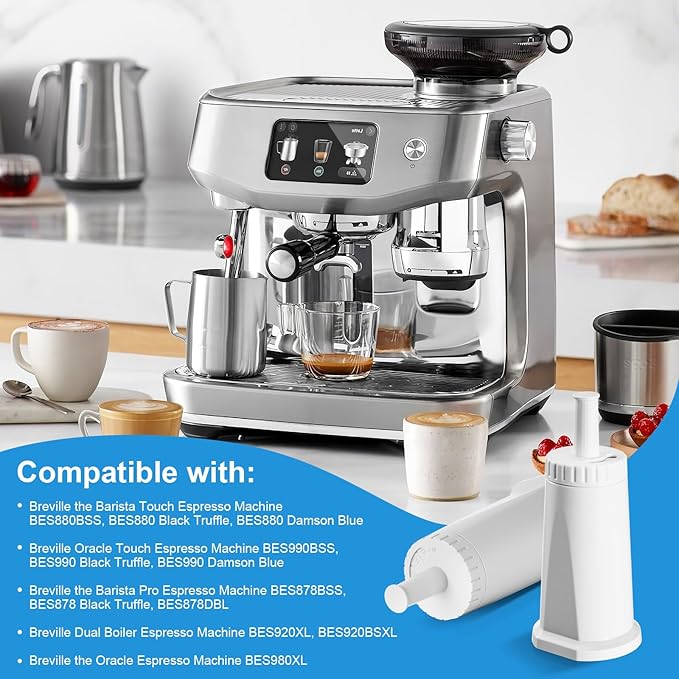 Water Filter for Breville Barista Touch Espresso Machine BES880, Barista Pro BES878, Oracle Touch BES990, Oracle BES980 & Dual Boiler BES920 Bambino ClaroSwiss Sage, BES008WHT0NUC1 (6 Pcs) - AquaVibe