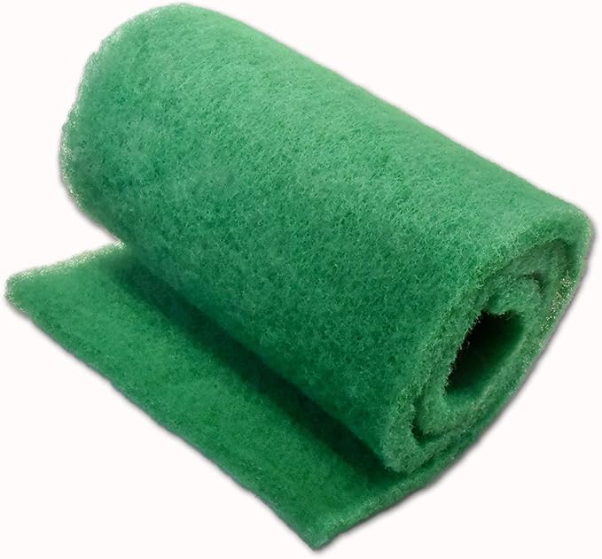 Green Coarse Filter Media, 2" Thick, 12" x 56" Roll, Perfect for Aquariums, Ponds or Water Gardens, Made in USA
