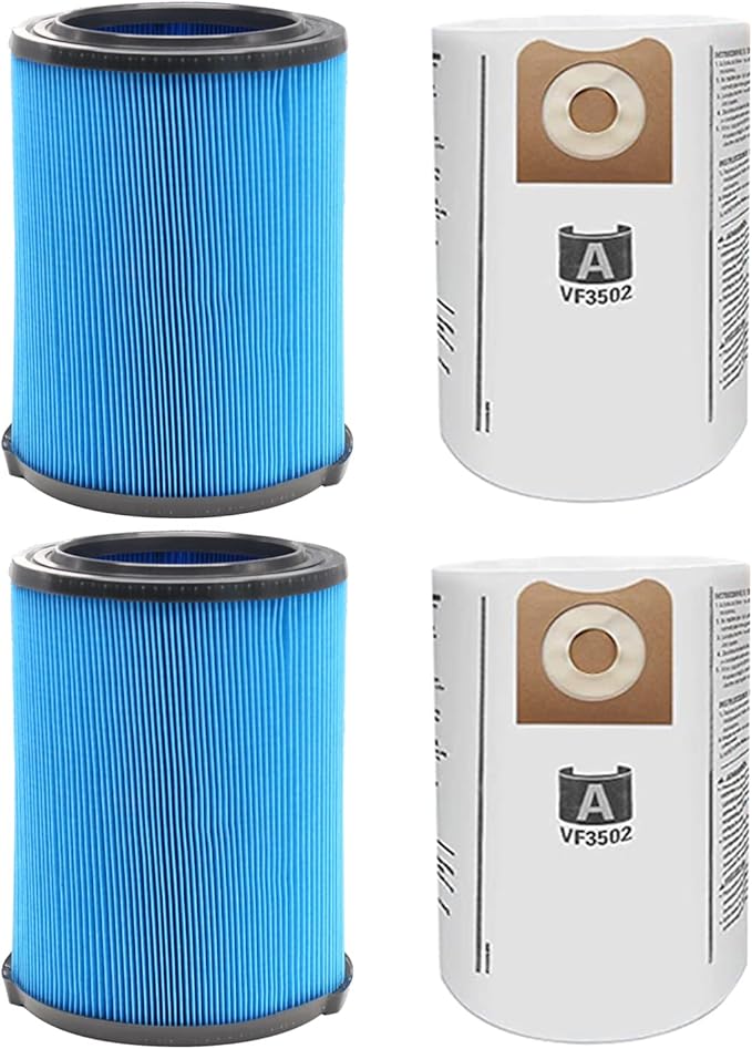 VF5000 3-Layer Pleated Paper Vacuum Filter for RIDGID 5-20 Gallon Vacuums, VF3502 Replacement Vacuum Bags Compatible with Ridgid Wet/Dry Vacuum 12-16 Gallon - AquaVibe