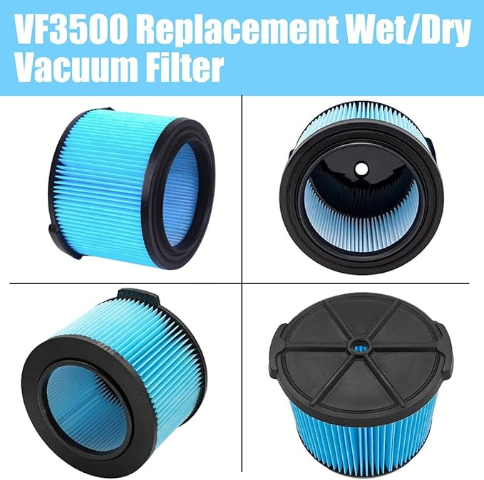 ANBOO 4 Pack VF3500 Replacement Filters for Ridgid Shop Vac 3-4.5 Gallon Wet/Dry Vacuum Cleaners + 2 Pack VF3501 Vacuum Filter Bags Compatible with Shop Vac 3-4.5 Gallon Vacuums - AquaVibe
