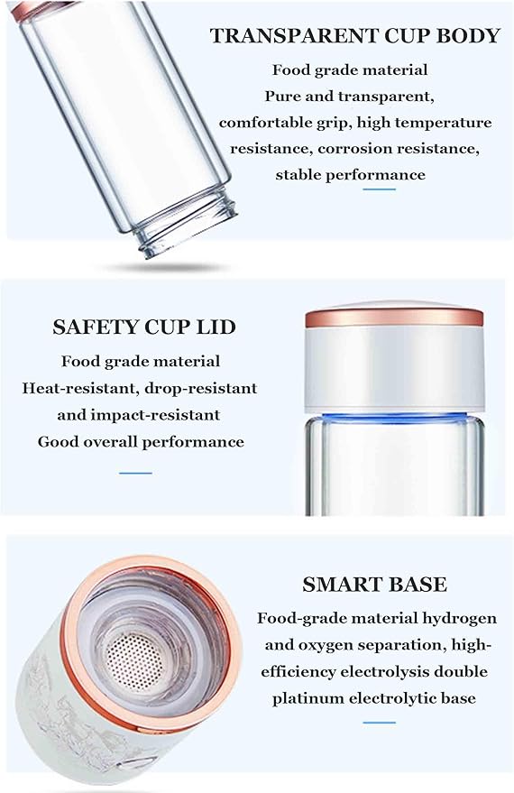 300mL Capacity Portable Hydrogen Water Ionizer Machine, 1000-5000PPB Electrolysis Technology, Hydrogen Water Generator, Relieve Fatigue, Improve Water Quality