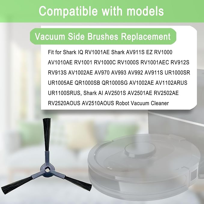 Upgraded Vacuum Side Brushes Replacement for Shark IQ R101AE RV1001AE AV912S AV911S AV1010AE RV1000 AV970 AV993 AV1002AE Shark AI AV2501S AV2501AE RV2610WD RV2610WA RV2502AE Robot Vacuum Cleaner - AquaVibe