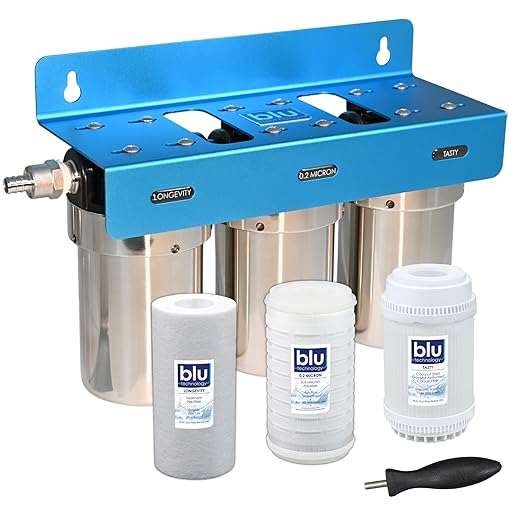 GoBluTech Trio, RV Water Filter System with 0.2 Micron Drinking Water Filter System & Mounting Bracket - RV, Camper Van Water Filtration System - US Veteran Owned
