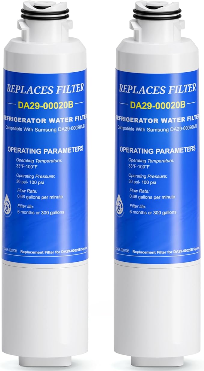 CHOPLO DA29-00020B Compatible with Samsung Water Filter DA29-00020B, DA29-00020A, DA-97-08006A-B, HAF-CIN/EXP, HAF-CIN, HAF-CIN- exp, HAFCIN, 04609101000, 09101, 46-9101, 469101, 2 Pack - AquaVibe